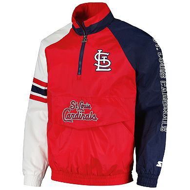 Men's Starter Red/Navy St. Louis Cardinals Elite Raglan Half-Zip Jacket