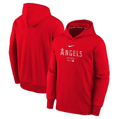 Youth Nike Red Los Angeles Angels Authentic Collection Performance Pullover Hoodie