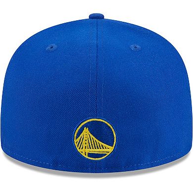Men's New Era Royal Golden State Warriors Game Day Hollow Logo Mashup 59FIFTY Fitted Hat