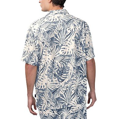 Men's Margaritaville Tan Chicago Bears Sand Washed Monstera Print Party Button-Up Shirt