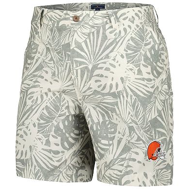 Men's Margaritaville Gray Cleveland Browns Sandwashed Monstera Print Amphib Shorts