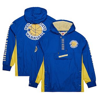 Men's Mitchell & Ness Royal Golden State Warriors Team OG 2.0 Vintage Logo Anorak Windbreaker Quarter-Zip Jacket