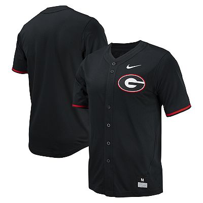 Men s Nike Black Georgia Bulldogs Replica Full Button Baseball Jersey