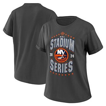 Women's WEAR by Erin Andrews Charcoal New York Islanders 2024 NHL Stadium Series Boyfriend T-Shirt