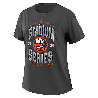 Women's WEAR by Erin Andrews  Charcoal New York Islanders 2024 NHL Stadium Series Boyfriend T-Shirt