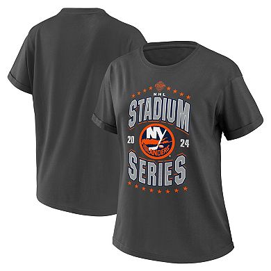 Women's WEAR by Erin Andrews  Charcoal New York Islanders 2024 NHL Stadium Series Boyfriend T-Shirt