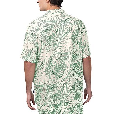 Men's Margaritaville Tan Green Bay Packers Sand Washed Monstera Print Party Button-Up Shirt