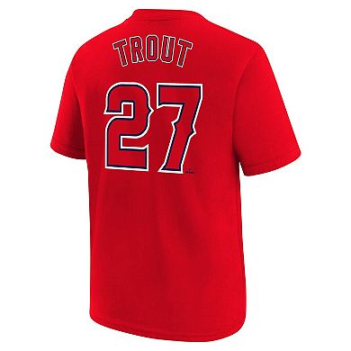 Youth Nike Mike Trout Red Los Angeles Angels Home Player Name & Number T-Shirt