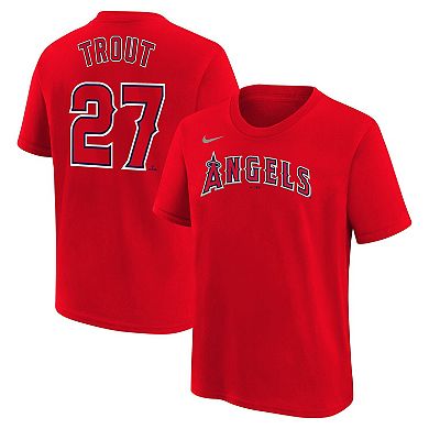 Youth Nike Mike Trout Red Los Angeles Angels Home Player Name & Number T-Shirt