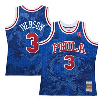 Men's Mitchell & Ness Allen Iverson Royal Philadelphia 76ers 1996/97 Hardwood Classics Asian Heritage 6.0 Swingman Throwback Player Jersey