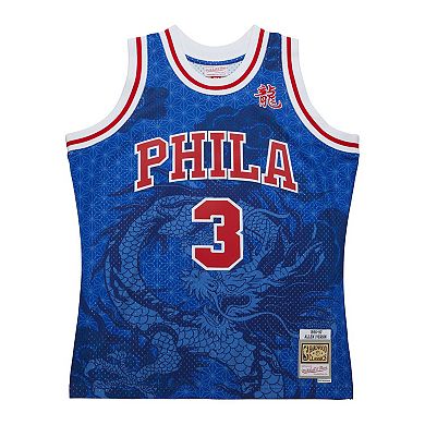Men's Mitchell & Ness Allen Iverson Royal Philadelphia 76ers 1996/97 Hardwood Classics Asian Heritage 6.0 Swingman Throwback Player Jersey