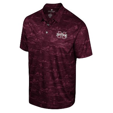 Men's Colosseum Maroon Mississippi State Bulldogs Daly Print Polo