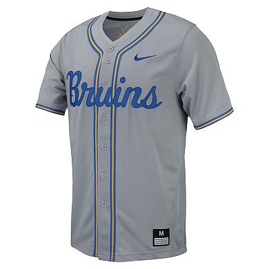 Men's Nike Gray UCLA Bruins Replica Full-Button Baseball Jersey