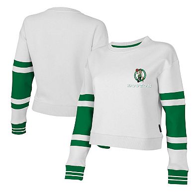 Women's Stadium Essentials White Boston Celtics Scrimmage Cropped Pullover Sweatshirt
