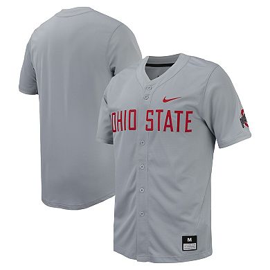 Men's Nike Gray Ohio State Buckeyes Replica Full-Button Baseball Jersey