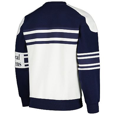 Men's Starter White Montreal Canadiens Defense Fleece Crewneck Pullover Sweatshirt