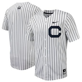 Men's Nike White/Navy Cal Bears Pinstripe Replica Full-Button Baseball Jersey