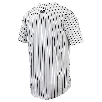 Men's Nike White/Navy Cal Bears Pinstripe Replica Full-Button Baseball Jersey