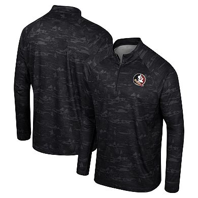 Men's Colosseum Black Florida State Seminoles Carson Raglan Quarter-Zip Jacket