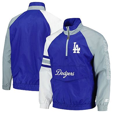 Men's Starter Royal/Gray Los Angeles Dodgers Elite Raglan Half-Zip Jacket