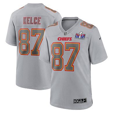 Men's Nike Travis Kelce Gray Kansas City Chiefs Super Bowl LVIII Atmosphere Fashion Game Jersey