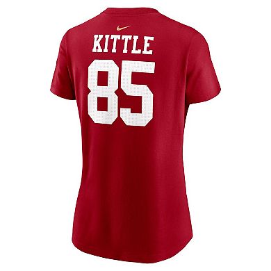 Women's Nike George Kittle Scarlet San Francisco 49ers Super Bowl LVIII Patch Player Name & Number T-Shirt