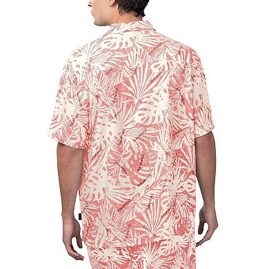 Men's Margaritaville Tan Kansas City Chiefs Sand Washed Monstera Print Party Button-Up Shirt