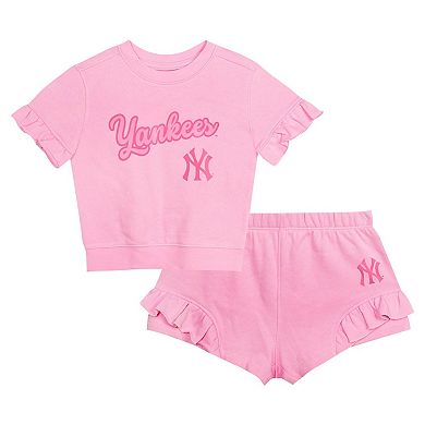 Girls Toddler Fanatics Branded Pink New York Yankees Dugout Cute T-Shirt & Shorts Set