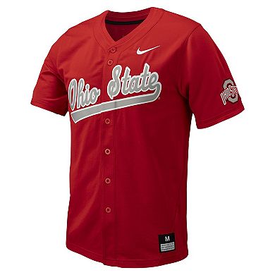 Men's Nike Scarlet Ohio State Buckeyes Replica Full-Button Baseball Jersey