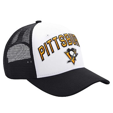 Men's Starter White/Black Pittsburgh Penguins Arch Logo Trucker Adjustable Hat
