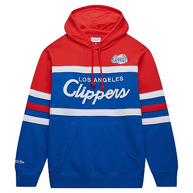 Men's Mitchell & Ness Royal/Red LA Clippers Head Coach Pullover Hoodie