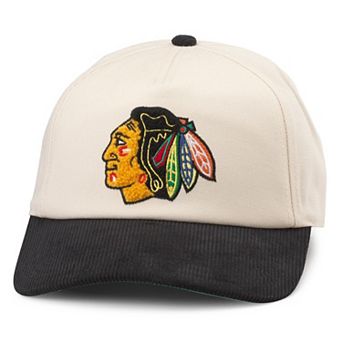 Men's American Needle White/Black Chicago Blackhawks Burnett Adjustable Hat
