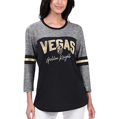 Women's G-III 4Her by Carl Banks Black Vegas Golden Knights Play The Game 3/4-Sleeve T-Shirt