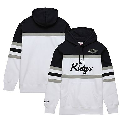 Men's Mitchell & Ness White/Black Los Angeles Kings Head Coach Pullover Hoodie