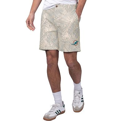 Men's Margaritaville Gray Miami Dolphins Sandwashed Monstera Print Amphib Shorts