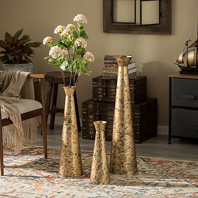 Brushed Paint Unique Straight Design Metal Decorative Floor Vase Flower Holder