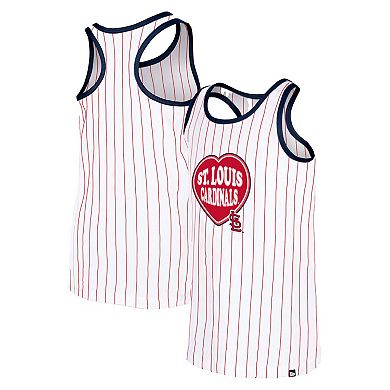 Girls Youth New Era White St. Louis Cardinals Pinstripe Tank Top