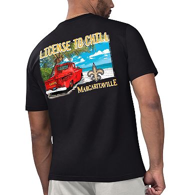 Men's Margaritaville Black New Orleans Saints Licensed to Chill T-Shirt