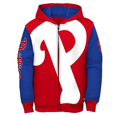 Youth Fanatics Branded Red/Royal Philadelphia Phillies Postcard Full-Zip Hoodie Jacket