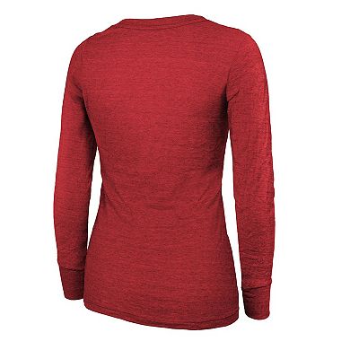 Women's Majestic Threads  Scarlet San Francisco 49ers Super Bowl LVIII Make It Happen Tri-Blend Long Sleeve Scoop Neck T-Shirt