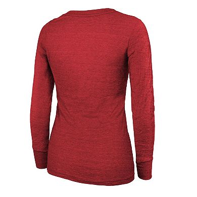 Women's Majestic Threads Scarlet San Francisco 49ers Super Bowl LVIII Make It Happen Lightweight Tri-Blend Long Sleeve Scoop Neck T-Shirt