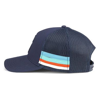 Men's American Needle Deep Sea Blue Seattle Kraken HotFoot Stripes Trucker Adjustable Hat
