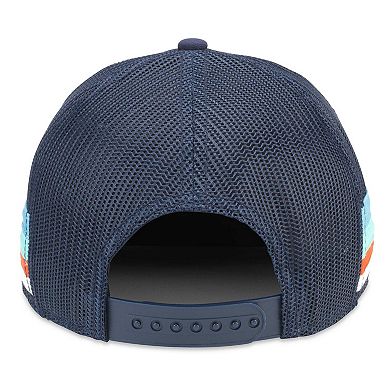 Men's American Needle Deep Sea Blue Seattle Kraken HotFoot Stripes Trucker Adjustable Hat