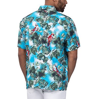 Men's Margaritaville Light Blue New York Jets Jungle Parrot Party Button-Up Shirt