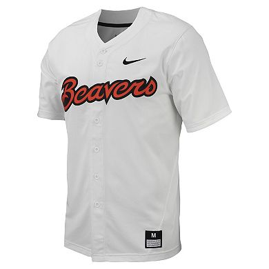 Men's Nike White Oregon State Beavers Replica Full-Button Baseball Jersey