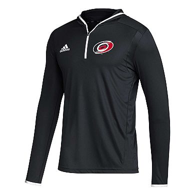 Men's adidas Black Carolina Hurricanes Team Long Sleeve Quarter-Zip Hoodie T-Shirt