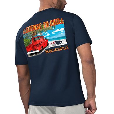 Men's Margaritaville Navy New England Patriots Licensed to Chill T-Shirt