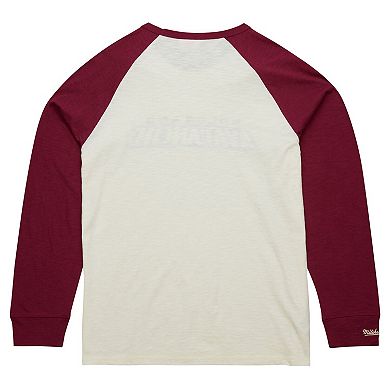 Men's Mitchell & Ness Cream Colorado Avalanche Legendary Slub Vintage Raglan Long Sleeve T-Shirt