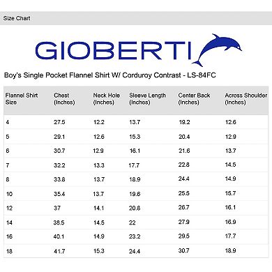 Gioberti Kid's Single Pocket Flannel Shirt With Corduroy Contrast