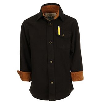 Gioberti Kid's Single Pocket Flannel Shirt With Corduroy Contrast